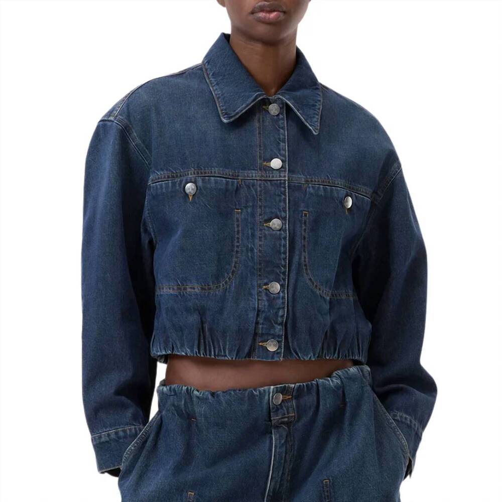 NEW CLOSED folded hem jacket in dark blue